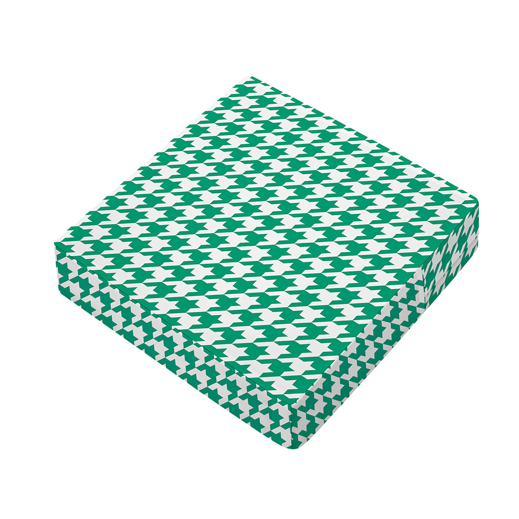 Jungle Green And White Houndstooth Print Outdoor Seat Cushion Cover