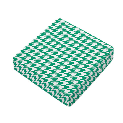 Jungle Green And White Houndstooth Print Outdoor Seat Cushion Cover
