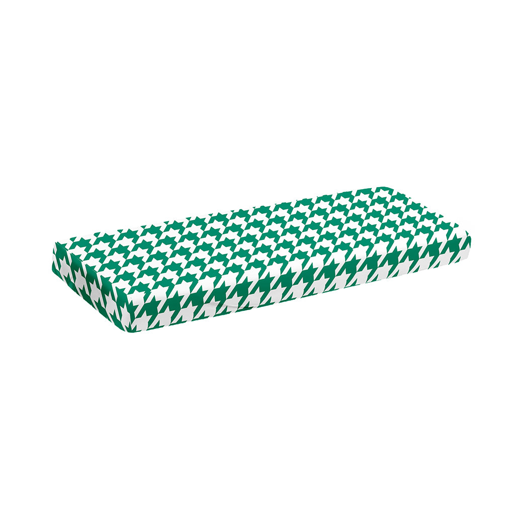 Jungle Green And White Houndstooth Print Piano Keyboard Cover