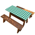 Jungle Green And White Houndstooth Print Picnic Table Cover
