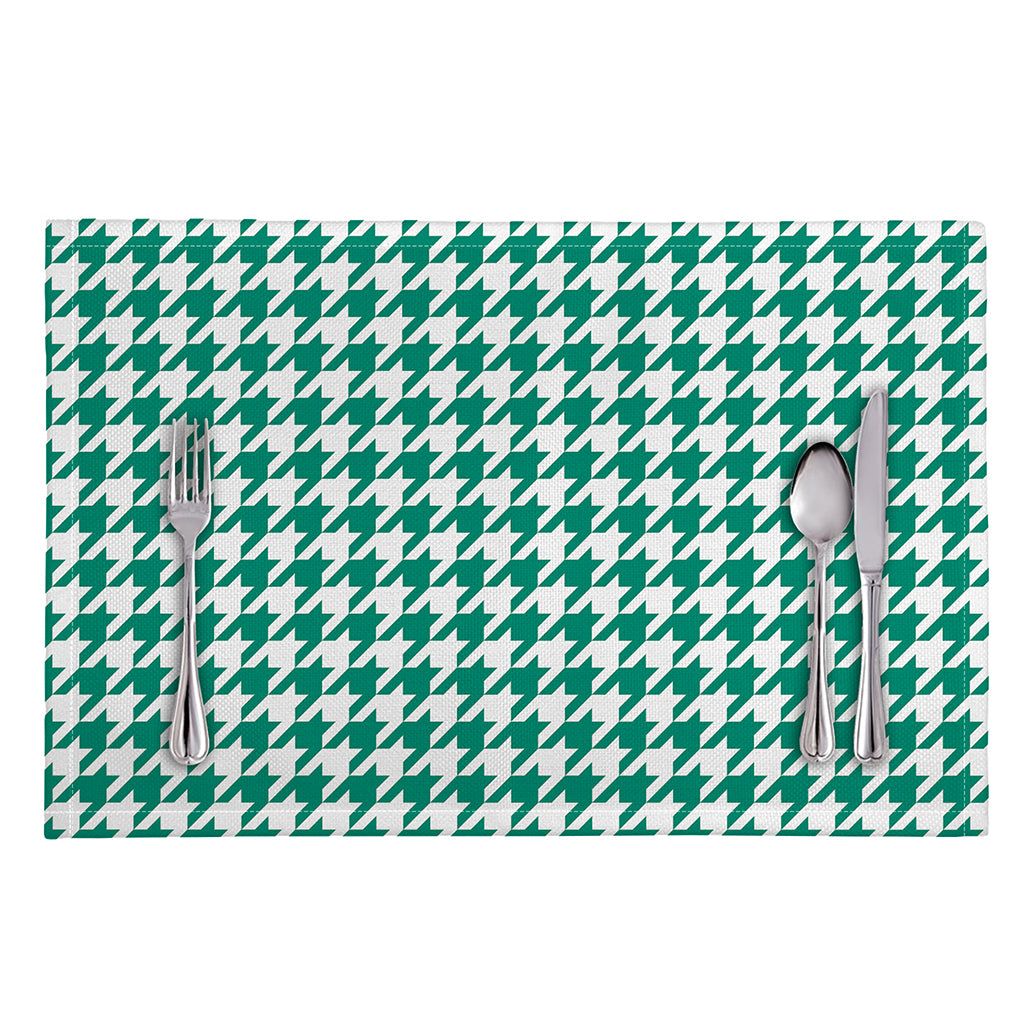 Jungle Green And White Houndstooth Print Placemat