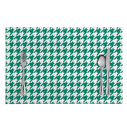 Jungle Green And White Houndstooth Print Placemat