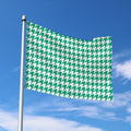 Jungle Green And White Houndstooth Print Polyester Flag