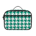 Jungle Green And White Houndstooth Print Portable Lunch Bag