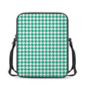 Jungle Green And White Houndstooth Print Rectangular Crossbody Bag
