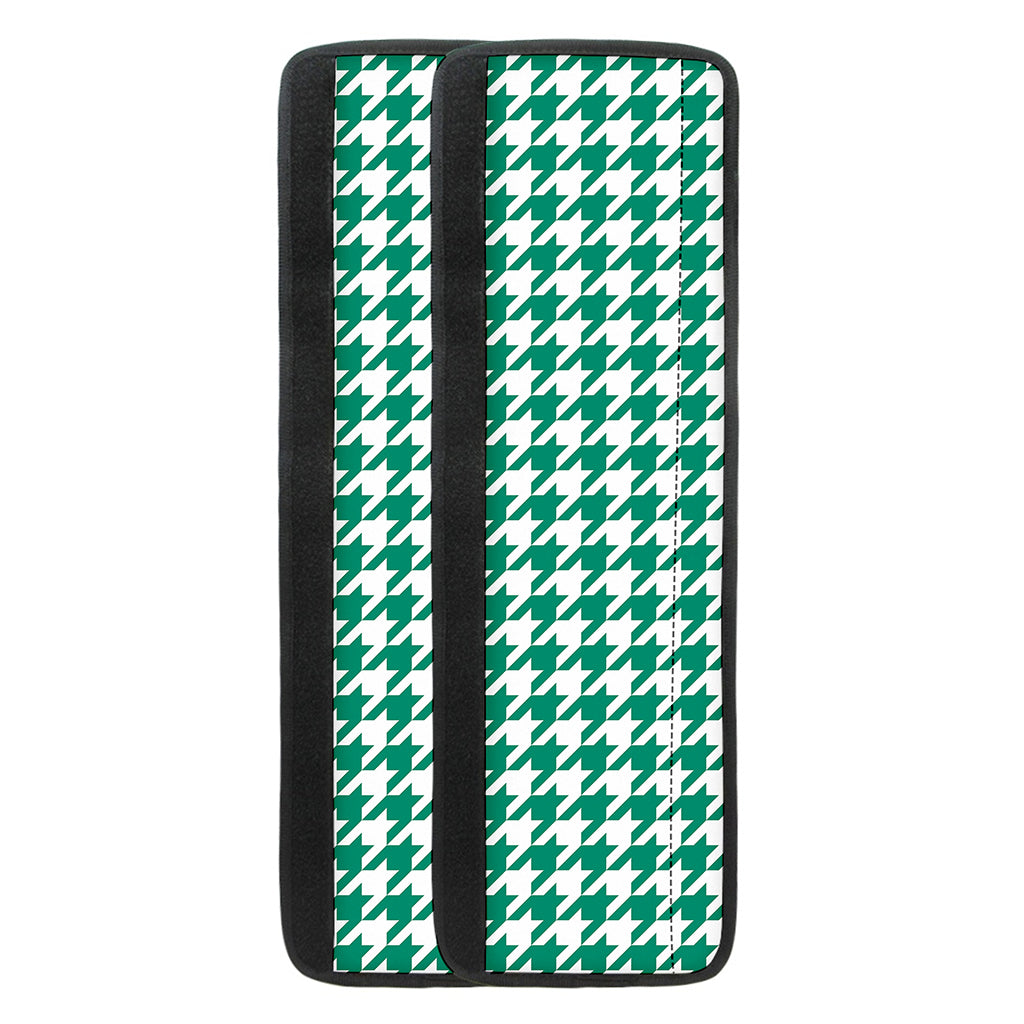 Jungle Green And White Houndstooth Print Refrigerator Handle Covers