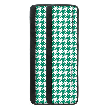 Jungle Green And White Houndstooth Print Refrigerator Handle Covers