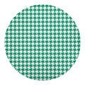 Jungle Green And White Houndstooth Print Round Blanket