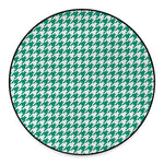 Jungle Green And White Houndstooth Print Round Floor Mat