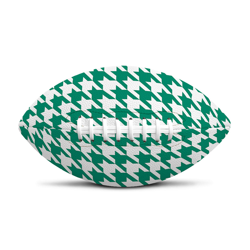 Jungle Green And White Houndstooth Print Rugby Ball