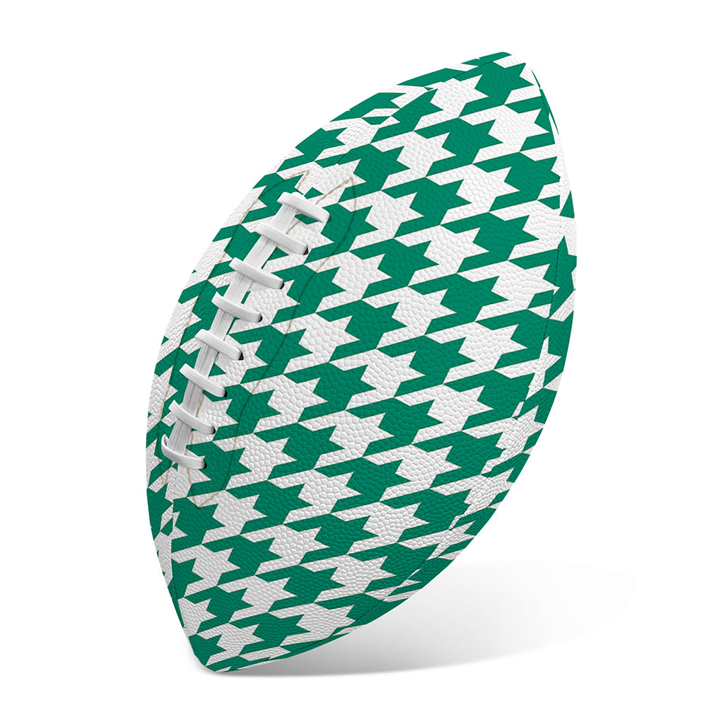 Jungle Green And White Houndstooth Print Rugby Ball
