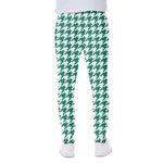 Jungle Green And White Houndstooth Print Scuba Joggers