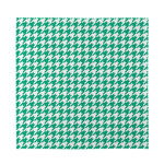 Jungle Green And White Houndstooth Print Silk Bandana