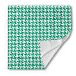 Jungle Green And White Houndstooth Print Silk Bandana
