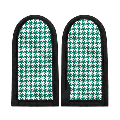 Jungle Green And White Houndstooth Print Skillet Handle Cover
