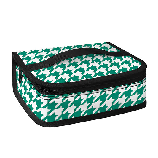 Jungle Green And White Houndstooth Print Small Lunch Bag