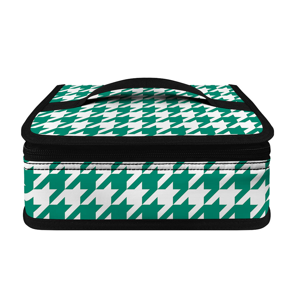 Jungle Green And White Houndstooth Print Small Lunch Bag
