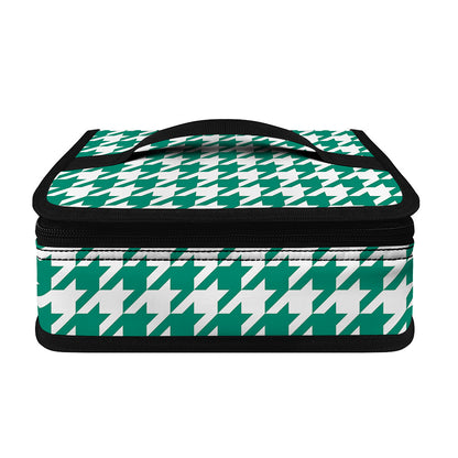 Jungle Green And White Houndstooth Print Small Lunch Bag