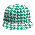 Jungle Green And White Houndstooth Print Snapback Cap
