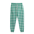 Jungle Green And White Houndstooth Print Sweatpants