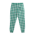 Jungle Green And White Houndstooth Print Sweatpants