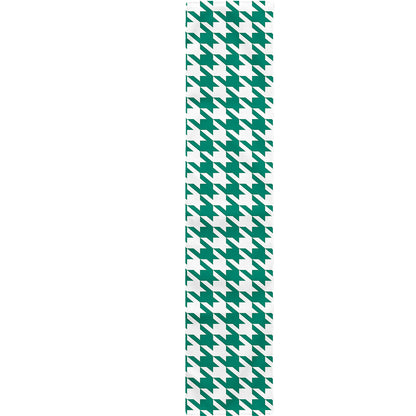 Jungle Green And White Houndstooth Print Table Runner