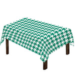 Jungle Green And White Houndstooth Print Tablecloth