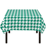 Jungle Green And White Houndstooth Print Tablecloth