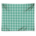 Jungle Green And White Houndstooth Print Tapestry