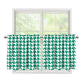 Jungle Green And White Houndstooth Print Tier Curtains