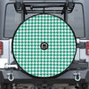 Jungle Green And White Houndstooth Print Tire Cover With Camera Hole