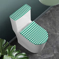 Jungle Green And White Houndstooth Print Toilet Lid And Tank Cover Set
