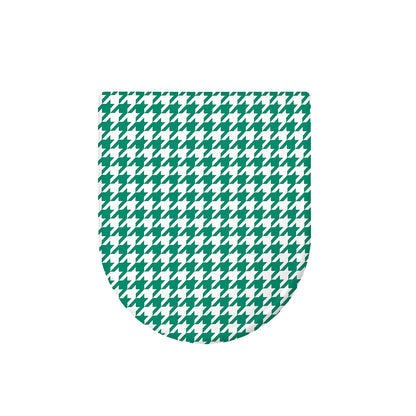 Jungle Green And White Houndstooth Print Toilet Lid Cover