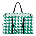 Jungle Green And White Houndstooth Print Utility Tote Bag