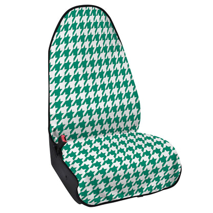 Jungle Green And White Houndstooth Print Waterproof Car Seat Cover