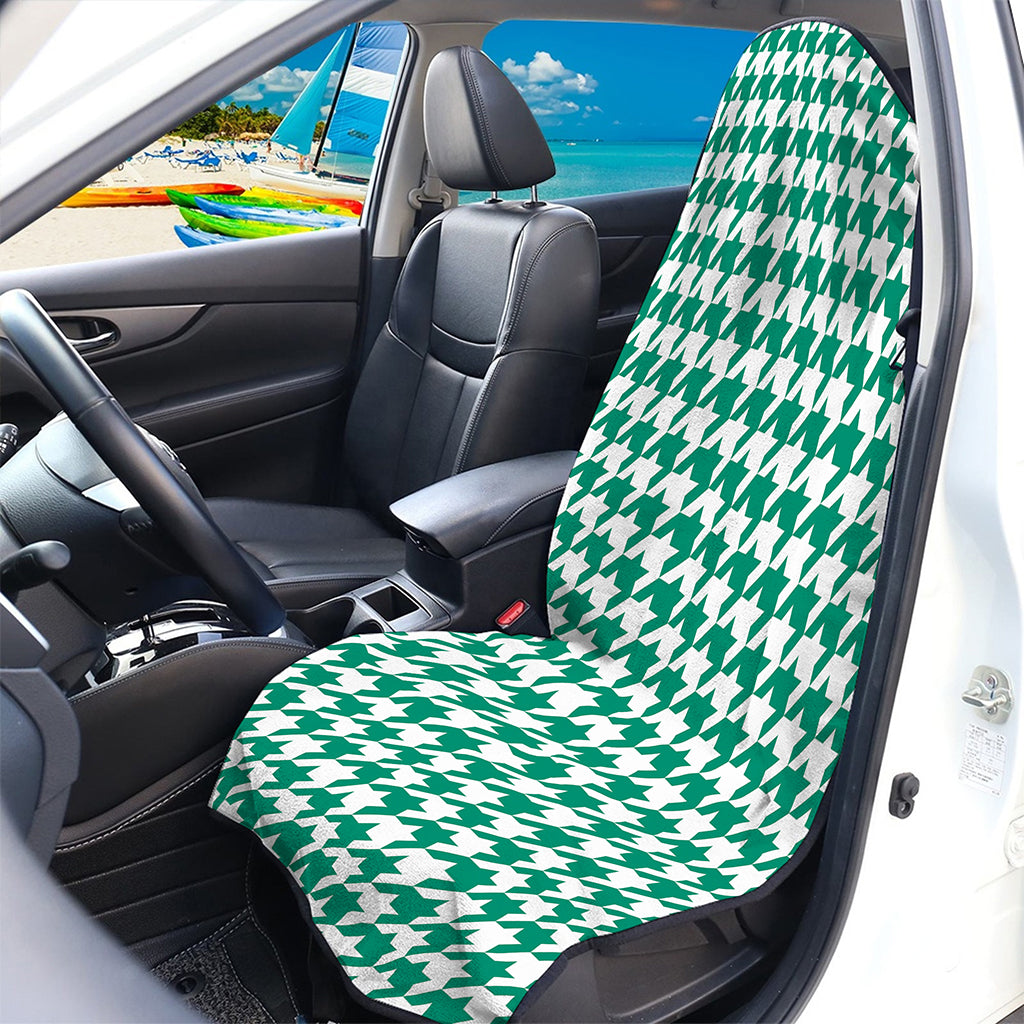Jungle Green And White Houndstooth Print Waterproof Car Seat Cover