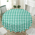 Jungle Green And White Houndstooth Print Waterproof Round Tablecloth