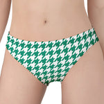 Jungle Green And White Houndstooth Print Women's Panties