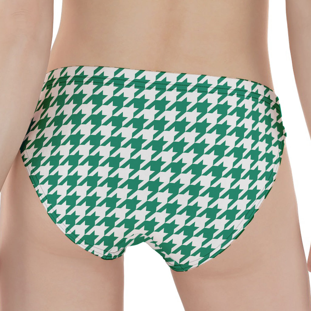 Jungle Green And White Houndstooth Print Women's Panties