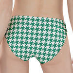 Jungle Green And White Houndstooth Print Women's Panties