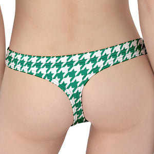 Jungle Green And White Houndstooth Print Women's Thong