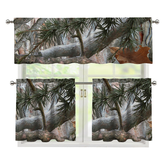 Jungle Hunting Camouflage Print 3 Piece Kitchen Curtains