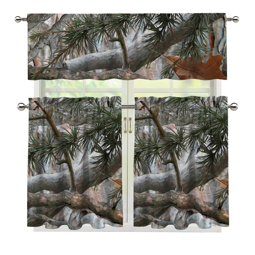 Jungle Hunting Camouflage Print 3 Piece Kitchen Curtains