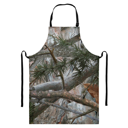 Jungle Hunting Camouflage Print Bib Apron With Pocket