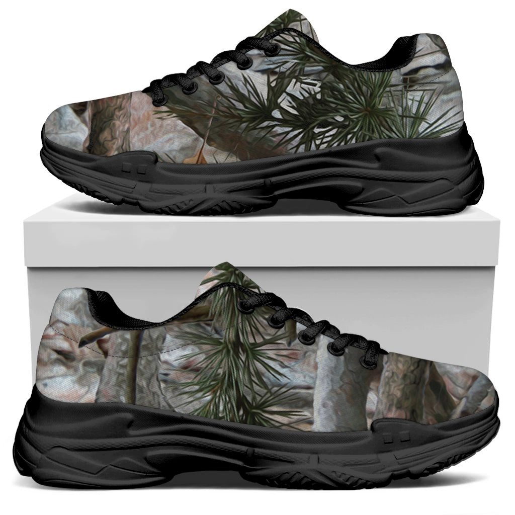 Jungle Hunting Camouflage Print Black Chunky Shoes