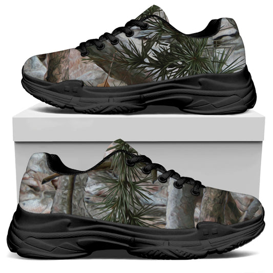 Jungle Hunting Camouflage Print Black Chunky Shoes