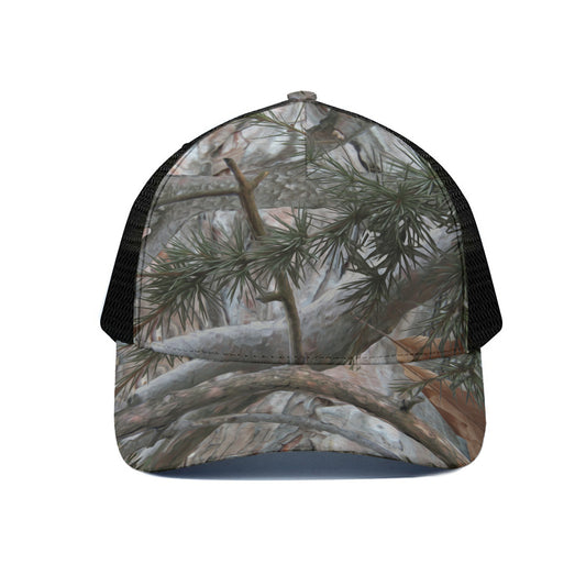 Jungle Hunting Camouflage Print Black Mesh Trucker Cap