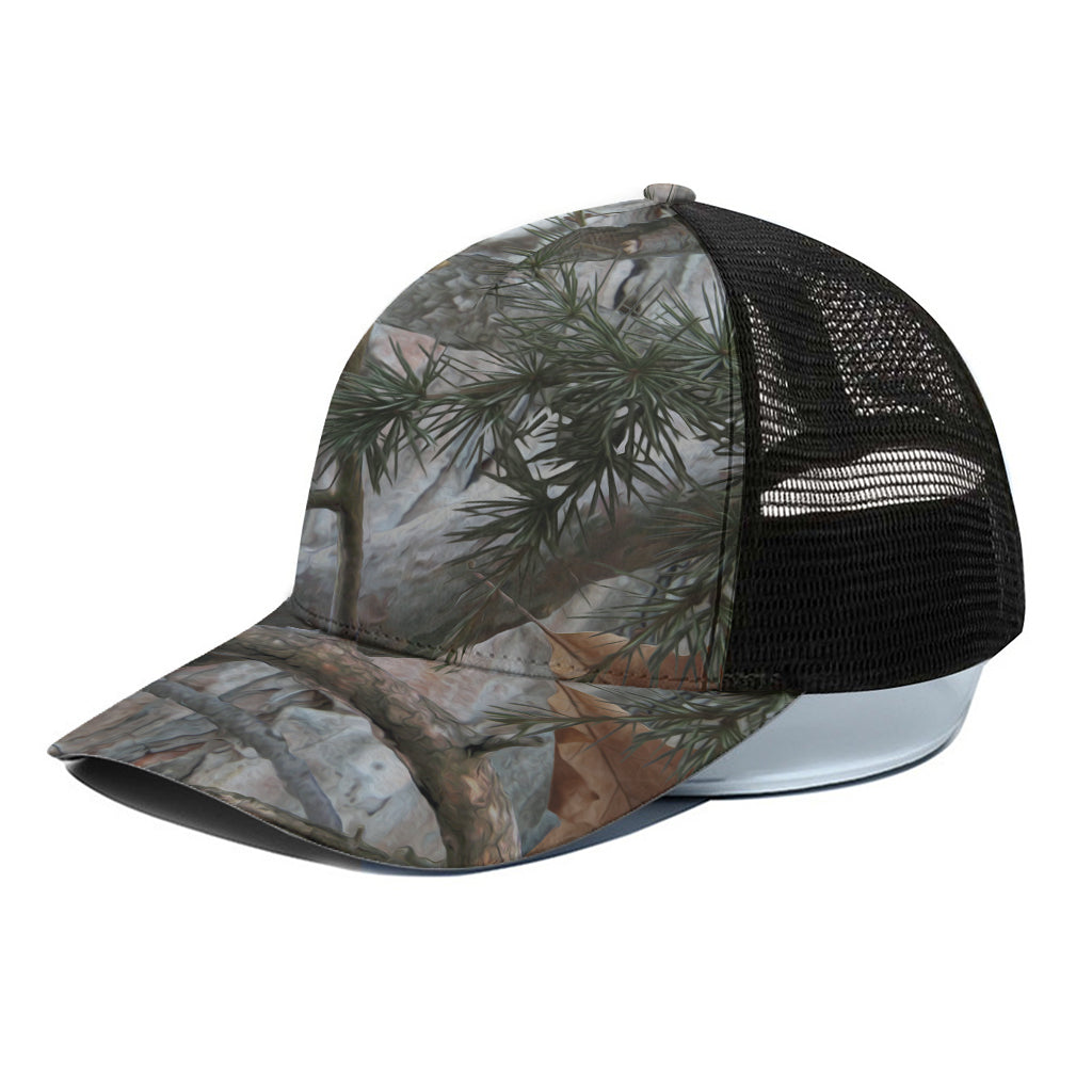 Jungle Hunting Camouflage Print Black Mesh Trucker Cap