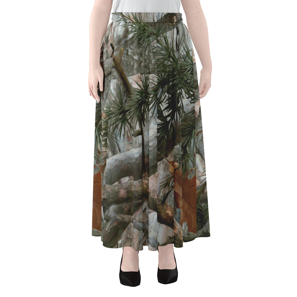 Jungle Hunting Camouflage Print Chiffon Maxi Skirt