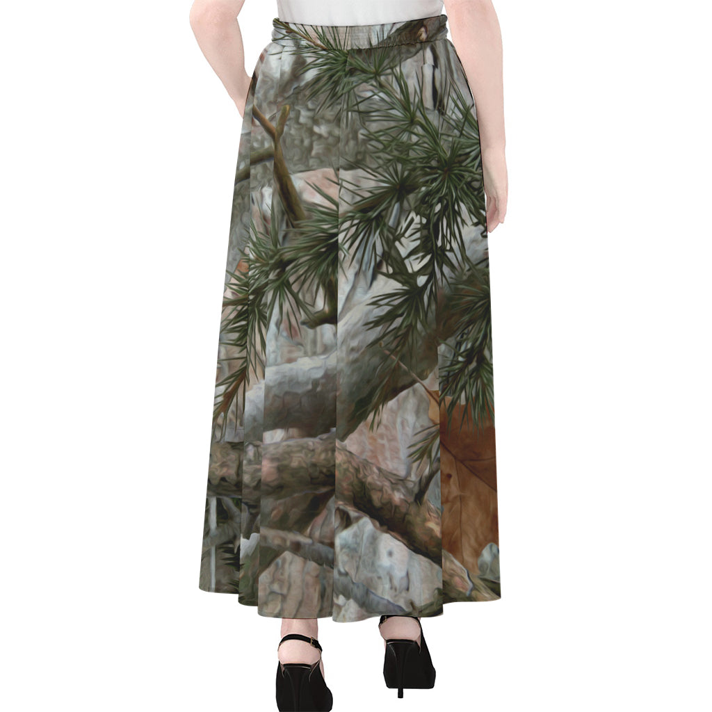 Jungle Hunting Camouflage Print Chiffon Maxi Skirt